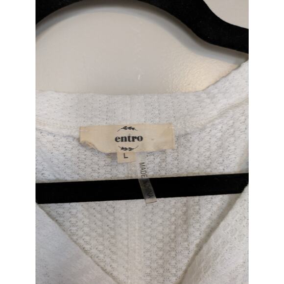 Entro‎ Top Womens Large Floral Sleeves Patchwork Entro Waffle Knit Long Sleeve - Picture 3 of 7